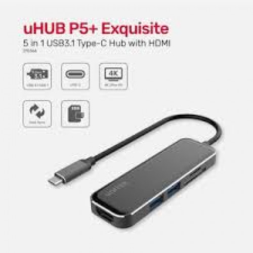 6 in 1 USB3.1 Gen1 Hub Adapter for Surface Pro (2-Port USB-A +SD +Micro SD + hdmi + Mini DP), Space Grey color